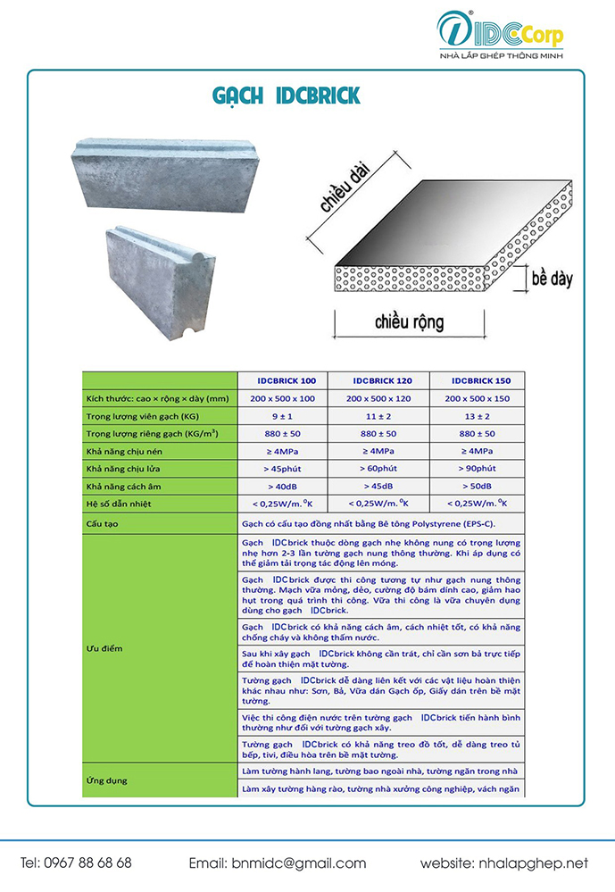 Gạch bê tông nhẹ IDC Brick